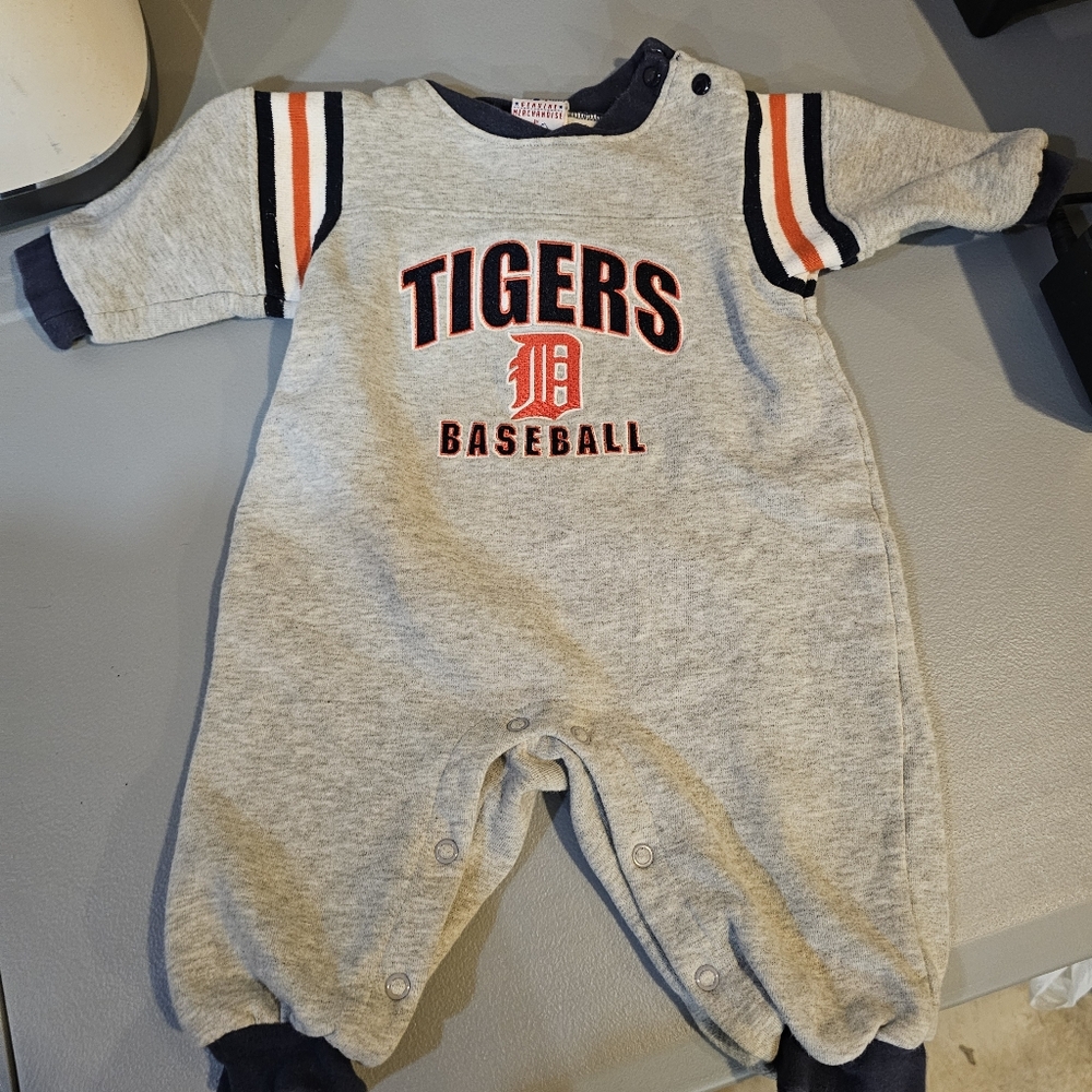 Kids Gray and Navy Baseball Romper